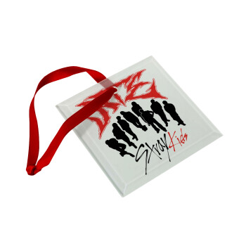Stray Kids Boy band, Christmas ornament, glass square ornament 9x9cm