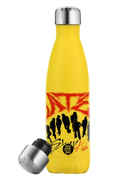 Stray Kids Boy band — Yellow Stainless Steel Metallic Thermos, double-walled, 500ml