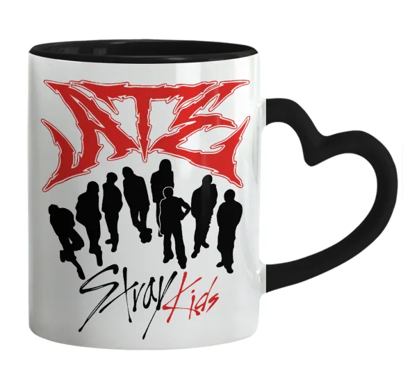 Stray Kids Boy band — Mug heart black handle, ceramic, 330ml