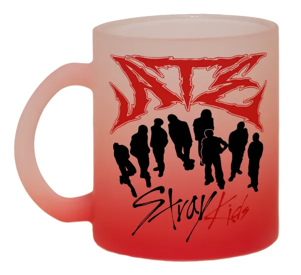 Stray Kids Boy band — Κούπα γυάλινη δίχρωμη με βάση το κόκκινο ματ, 330ml