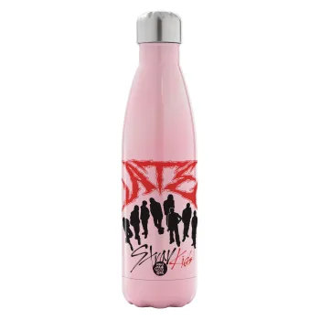 Stray Kids Boy band, Metal mug thermos Pink Iridiscent (Stainless steel), double wall, 500ml