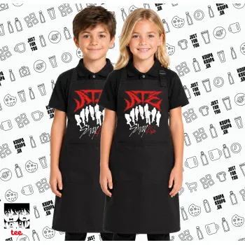 Stray Kids Boy band, Μαύρη ΠΑΙΔΙΚΗ Ποδιά μακριά Σεφ ολόσωμη με τσέπες