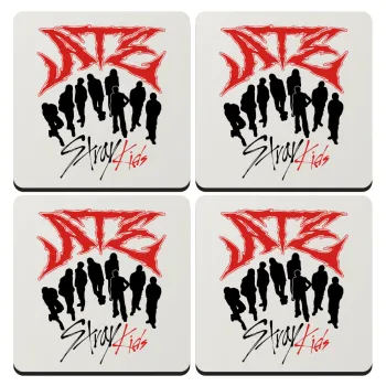 Stray Kids Boy band, ΣΕΤ 4 Σουβέρ ξύλινα τετράγωνα (9cm)