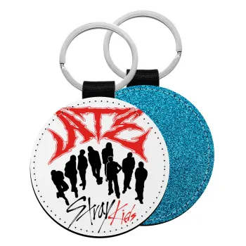 Stray Kids Boy band, Μπρελόκ Δερματίνη, στρογγυλό ΜΠΛΕ (5cm)