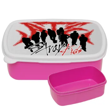 Stray Kids Boy band, ΡΟΖ παιδικό δοχείο φαγητού (lunchbox) πλαστικό (BPA-FREE) Lunch Βox M18 x Π13 x Υ6cm