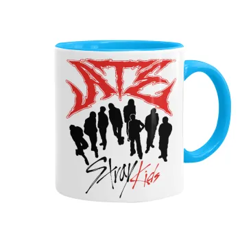 Stray Kids Boy band, Κούπα χρωματιστή γαλάζια, κεραμική, 330ml