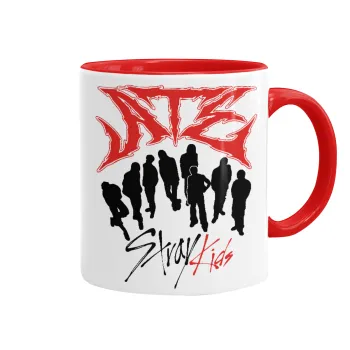 Stray Kids Boy band, Κούπα χρωματιστή κόκκινη, κεραμική, 330ml