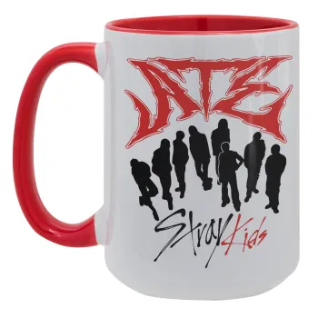 Stray Kids Boy band, Κούπα Mega 15oz, κεραμική Κόκκινη, 450ml