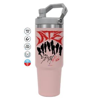 Stray Kids Boy band, Pink color, 890ml (30oz) stainless Steel Tumbler with Handle