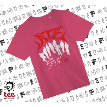 Stray Kids Boy band, ΡΟΖ παιδικό T-Shirt από 100% βαμβάκι, για κάθε μέρα. Vegan & OEKO-TEX πιστοποιημένο.