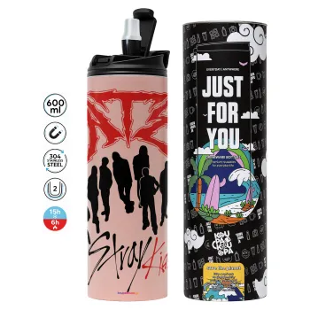 Stray Kids Boy band, Tumbler stainless steel PINK 600ml