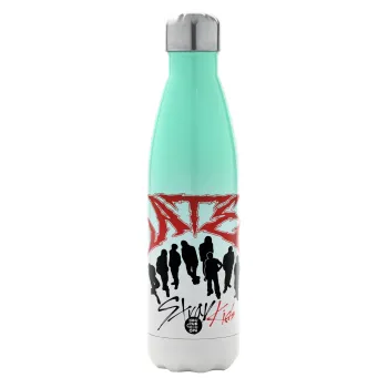 Stray Kids Boy band, Μεταλλικό παγούρι θερμός Πράσινο/Λευκό (Stainless steel), διπλού τοιχώματος, 500ml