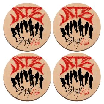 Stray Kids Boy band, ΣΕΤ x4 Σουβέρ ξύλινα στρογγυλά plywood (9cm)