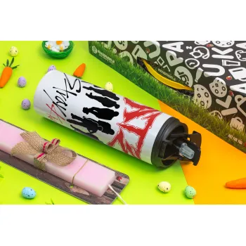 Stray Kids Boy band, Πασχαλινή Λαμπάδα με Travel Tumbler θερμό με διπλό καπάκι (600ml, BPA free) & κερί αρωματικό πλακέ (30cm) (ΡΟΖ)