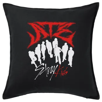 Stray Kids Boy band, Μαξιλάρι καναπέ Μαύρο 100% βαμβάκι, περιέχεται το γέμισμα (50x50cm)