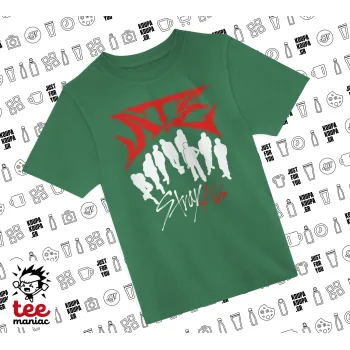 Stray Kids Boy band, Άνετο παιδικό T-Shirt ΠΡΑΣΙΝΟ από 100% βαμβάκι, για κάθε μέρα. Vegan & OEKO-TEX πιστοποιημένο.