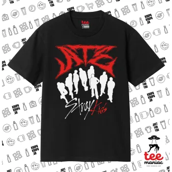 Stray Kids Boy band, Κλασικό T-Shirt, διπλής ραφής, χωρίς πλευρικές ραφές ΜΑΥΡΟ από 100% βαμβάκι. Vegan & OEKO-TEX πιστοποιημένο.