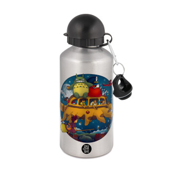 Totoro Catbus, Μεταλλικό παγούρι νερού, Ασημένιο, αλουμινίου 500ml