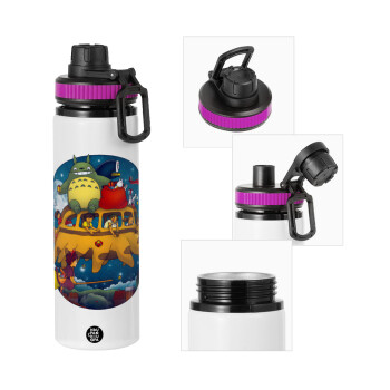 Totoro Catbus, Μεταλλικό παγούρι νερού με καπάκι ασφαλείας, αλουμινίου 850ml