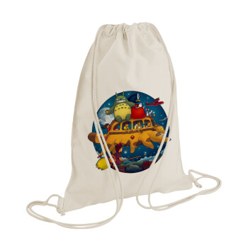 Totoro Catbus, Τσάντα πλάτης πουγκί GYMBAG natural (28x40cm)