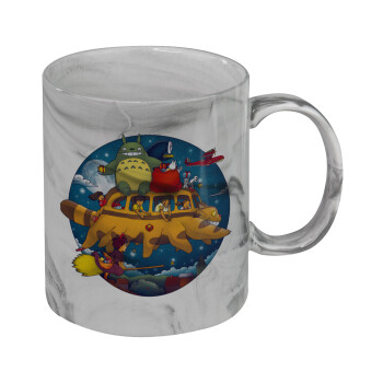 Totoro Catbus, Κούπα κεραμική, marble style (μάρμαρο), 330ml