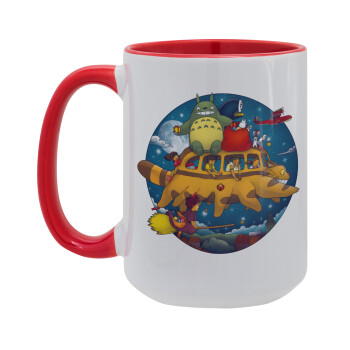 Totoro Catbus, Κούπα Mega 15oz, κεραμική Κόκκινη, 450ml