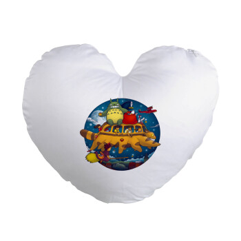 Totoro Catbus, Μαξιλάρι καναπέ καρδιά 40x40cm περιέχεται το  γέμισμα