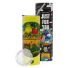 Neon Yellow Travel Tumbler, with metal straw (Stainless steel 304 Food grade, BPA free, 600ml)