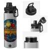 Metallic water bottle with safety cap, 850ml aluminum