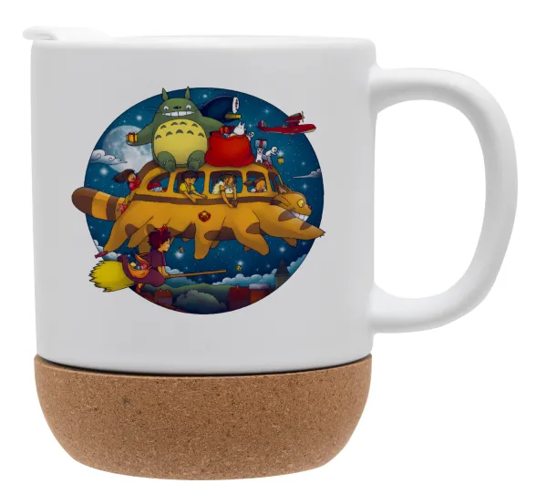 Totoro Catbus — Κούπα, κεραμική με βάση φελού και καπάκι (ΜΑΤ), 330ml