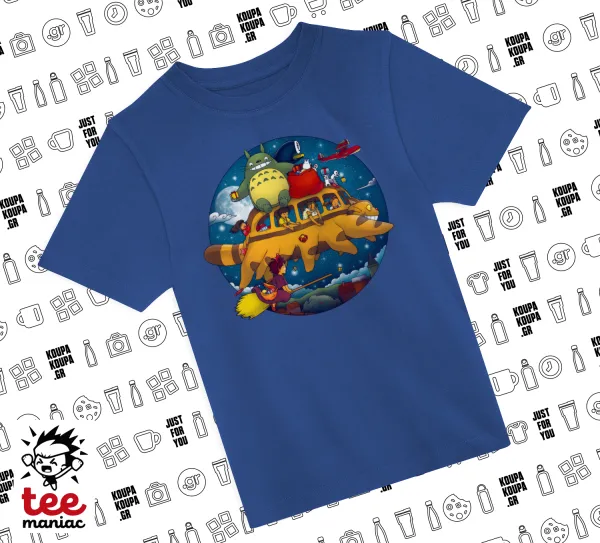 Totoro Catbus — ΜΠΛΕ Παιδικό T-Shirt από 100% βαμβάκι, για κάθε μέρα. Vegan & OEKO-TEX πιστοποιημένο.