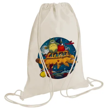 Totoro Catbus, Τσάντα πλάτης πουγκί GYMBAG natural (28x40cm)