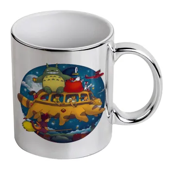 Totoro Catbus, Κούπα κεραμική, ασημένια καθρέπτης, 330ml