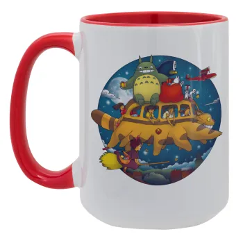 Totoro Catbus, Κούπα Mega 15oz, κεραμική Κόκκινη, 450ml