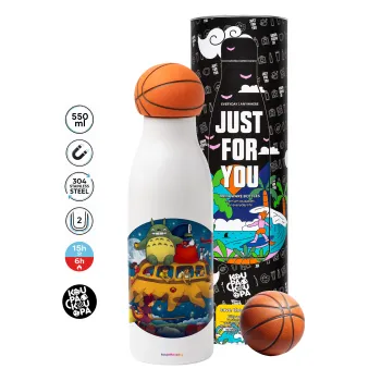 Totoro Catbus, Bascetball Metal mug thermos, double wall, 550ml