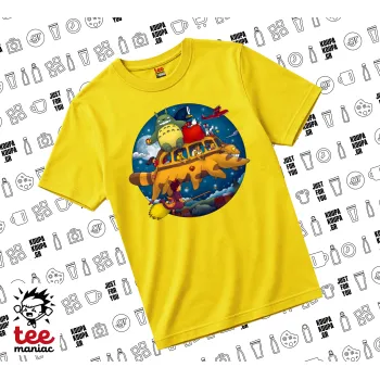 Totoro Catbus, yellow childrens T-Shirt made of 100% cotton, for every day. Vegan & OEKO-TEX certified.
