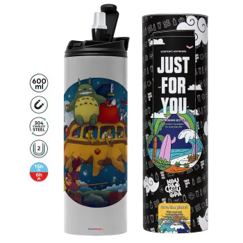 Totoro Catbus, Tumbler stainless steel GREY 600ml