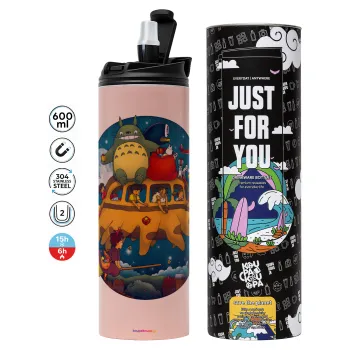 Totoro Catbus, Tumbler stainless steel PINK 600ml