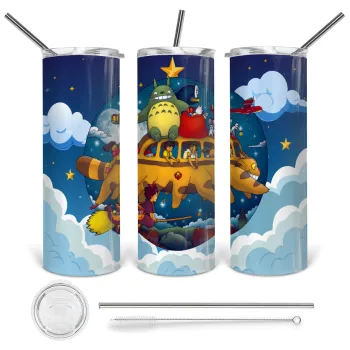 Totoro Catbus, Tumbler stainless steel 600ml, with metal straw & cleaning brush