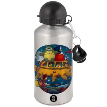 Totoro Catbus, Μεταλλικό παγούρι νερού, Ασημένιο, αλουμινίου 500ml