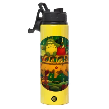 Totoro Catbus, Μεταλλικό παγούρι νερού με καπάκι ασφαλείας, αλουμινίου 850ml