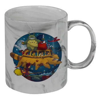 Totoro Catbus, Mug ceramic marble style, 330ml