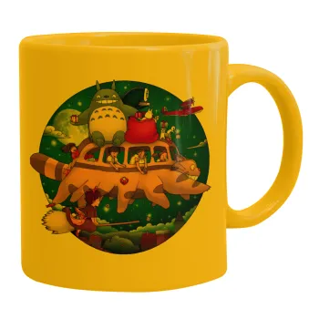 Totoro Catbus, Κούπα, κεραμική κίτρινη, 330ml