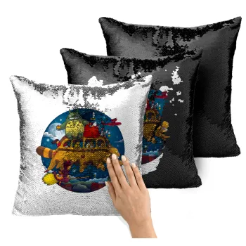 Totoro Catbus, Μαξιλάρι καναπέ Μαγικό Μαύρο με πούλιες 40x40cm περιέχεται το γέμισμα