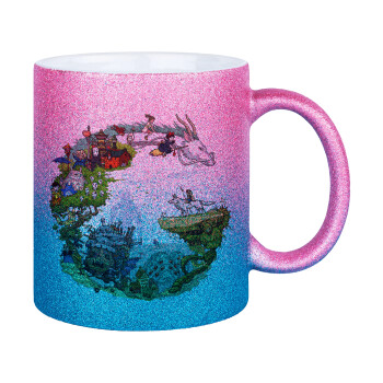 Στούδιο Γκίβλι, Κούπα Χρυσή/Μπλε Glitter, κεραμική, 330ml