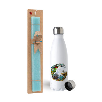 Στούδιο Γκίβλι, Πασχαλινή Λαμπάδα με μεταλλικό παγούρι ανοξείδωτο (750ml) & κερί αρωματικό πλακέ (30cm) (ΤΙΡΚΟΥΑΖ)