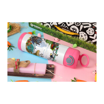 Στούδιο Γκίβλι, Πασχαλινή Λαμπάδα με Παιδικό παγούρι θερμό, ανοξείδωτο, με καλαμάκι ασφαλείας, ΡΟΖ (500ml)