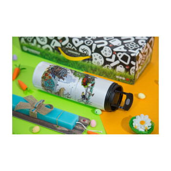 Στούδιο Γκίβλι, Easter candle,Travel Tumbler 2 Lids, with metal straw & cleaning brush & aromatic flat candle (30cm) (BLUE)