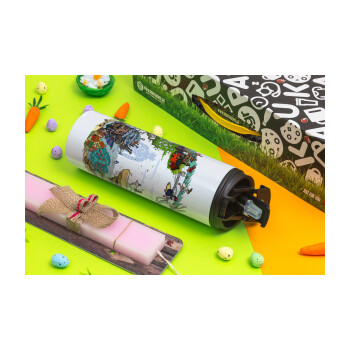 Στούδιο Γκίβλι, Πασχαλινή Λαμπάδα με Travel Tumbler θερμό με διπλό καπάκι (600ml, BPA free) & κερί αρωματικό πλακέ (30cm) (ΡΟΖ)