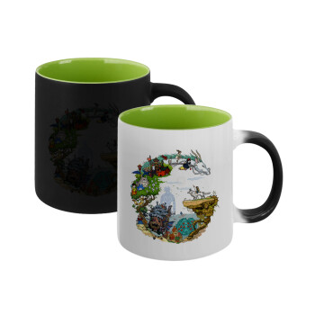 Στούδιο Γκίβλι, Κούπα Μαγική εσωτερικό πράσινο, κεραμική 330ml που αλλάζει χρώμα με το ζεστό ρόφημα